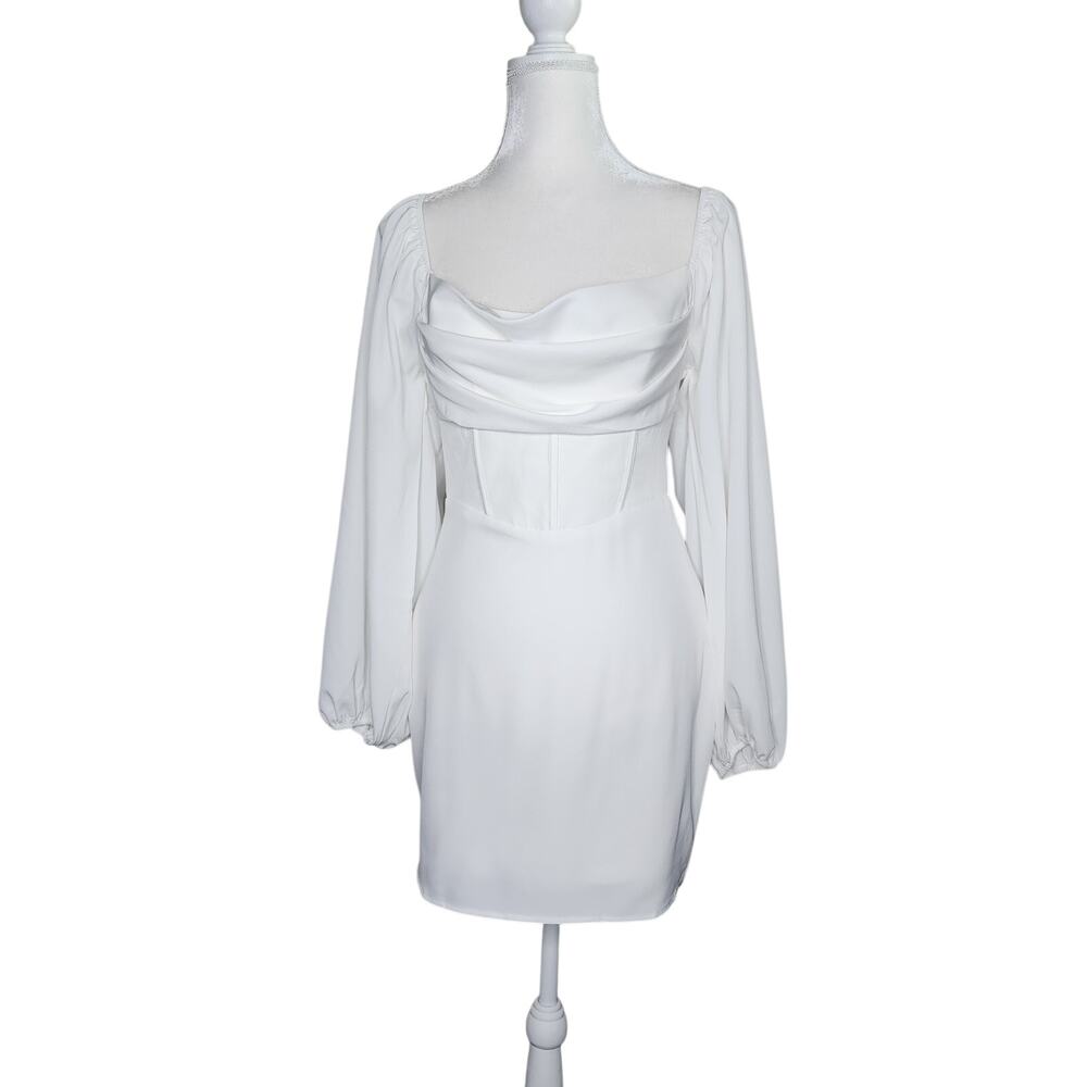 Princess Polly White Lillie Long Sleeve White Mini Dress Size 6